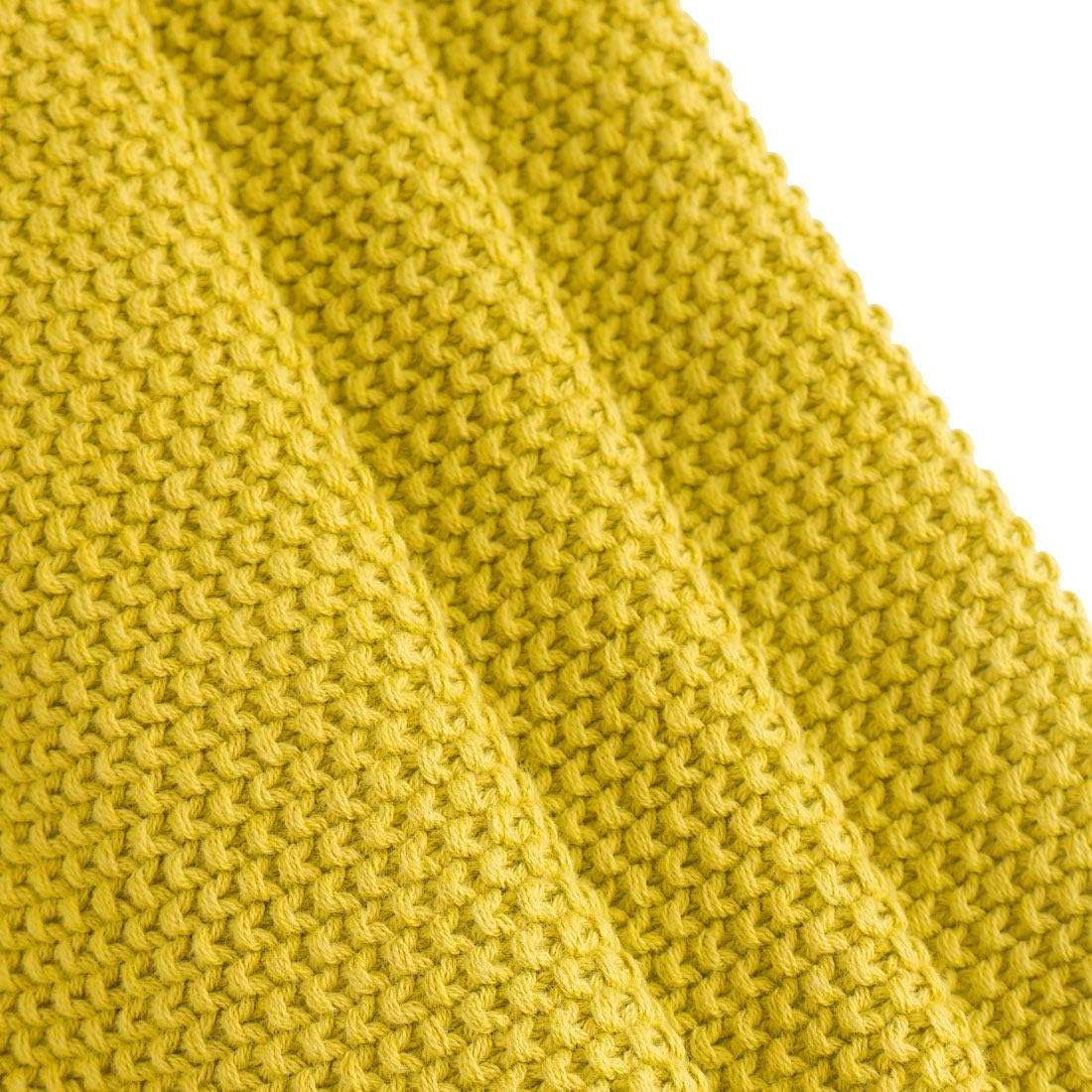 100% Cotton Knit Throw Blanket, Yellow 50x60