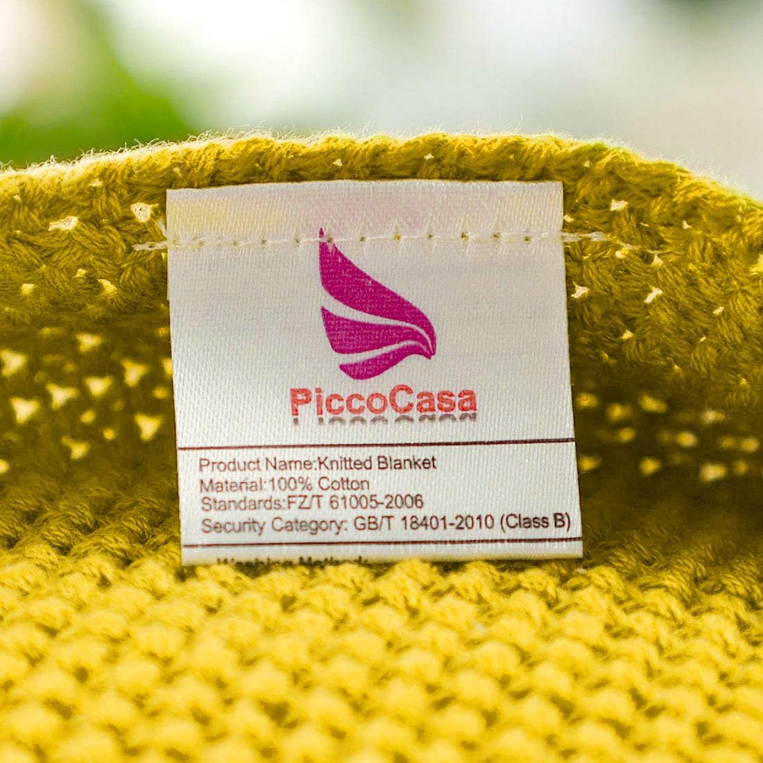 100% Cotton Knit Throw Blanket, Yellow 50x60