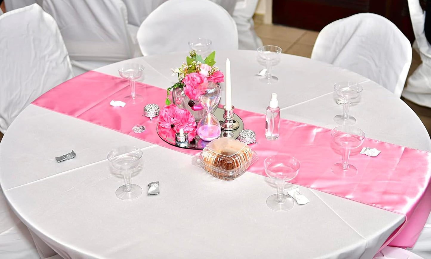 10 Pack Wedding Satin Yellow Table Runners 12 X 108 Inches Table Runner for Party Birthday Banquet Bridal Shower Baby Shower Engagement Tables Decorations - Yellow