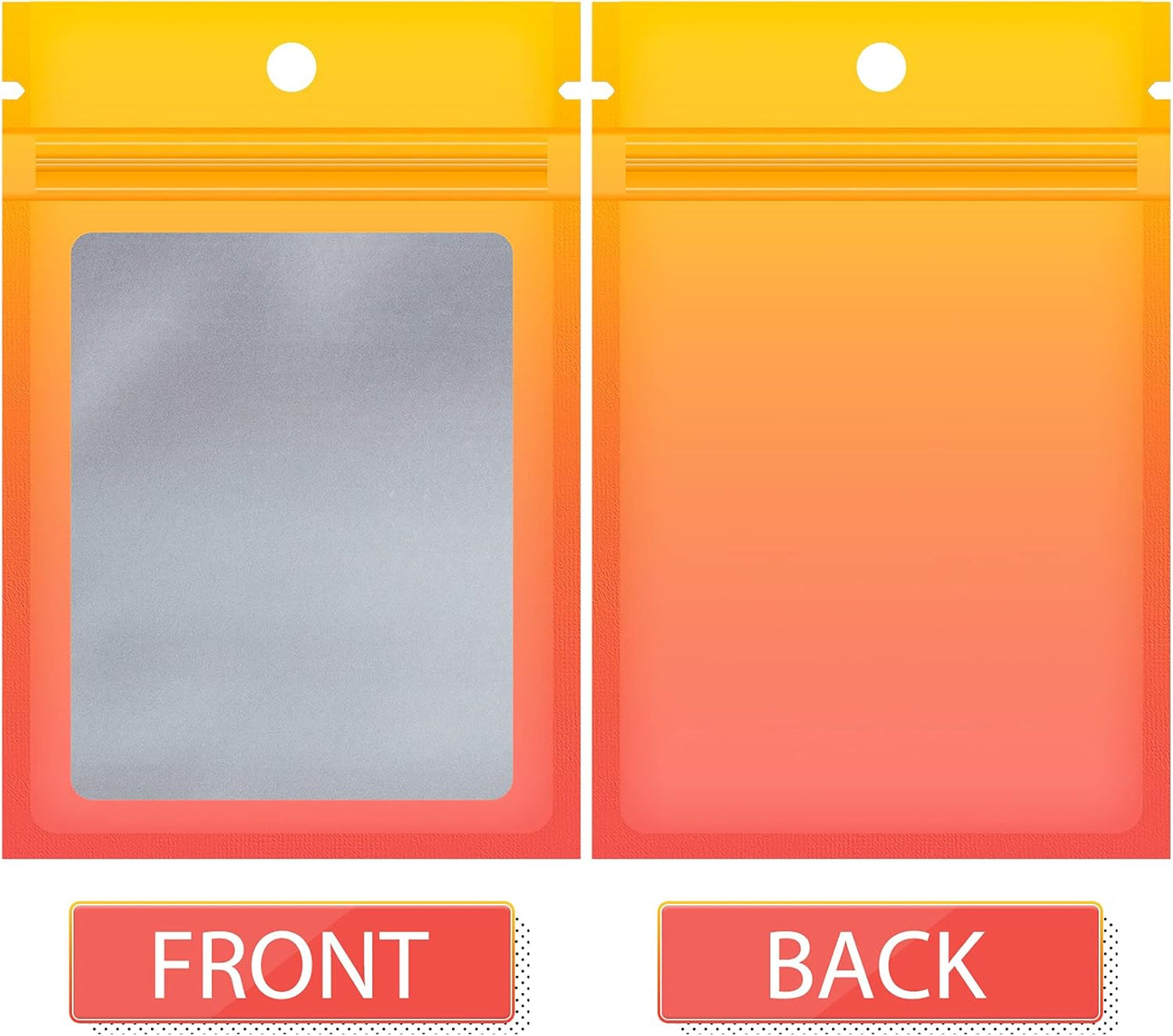 100 Pack Mylar Resealable Bags, Yellow Orange Clear Packing Bags | for Food Storage, Small Business, Foil Pouch Smell Zipper Proof Bag for Sample Jewelry Eyelash Gloss, 2.7x3.9in