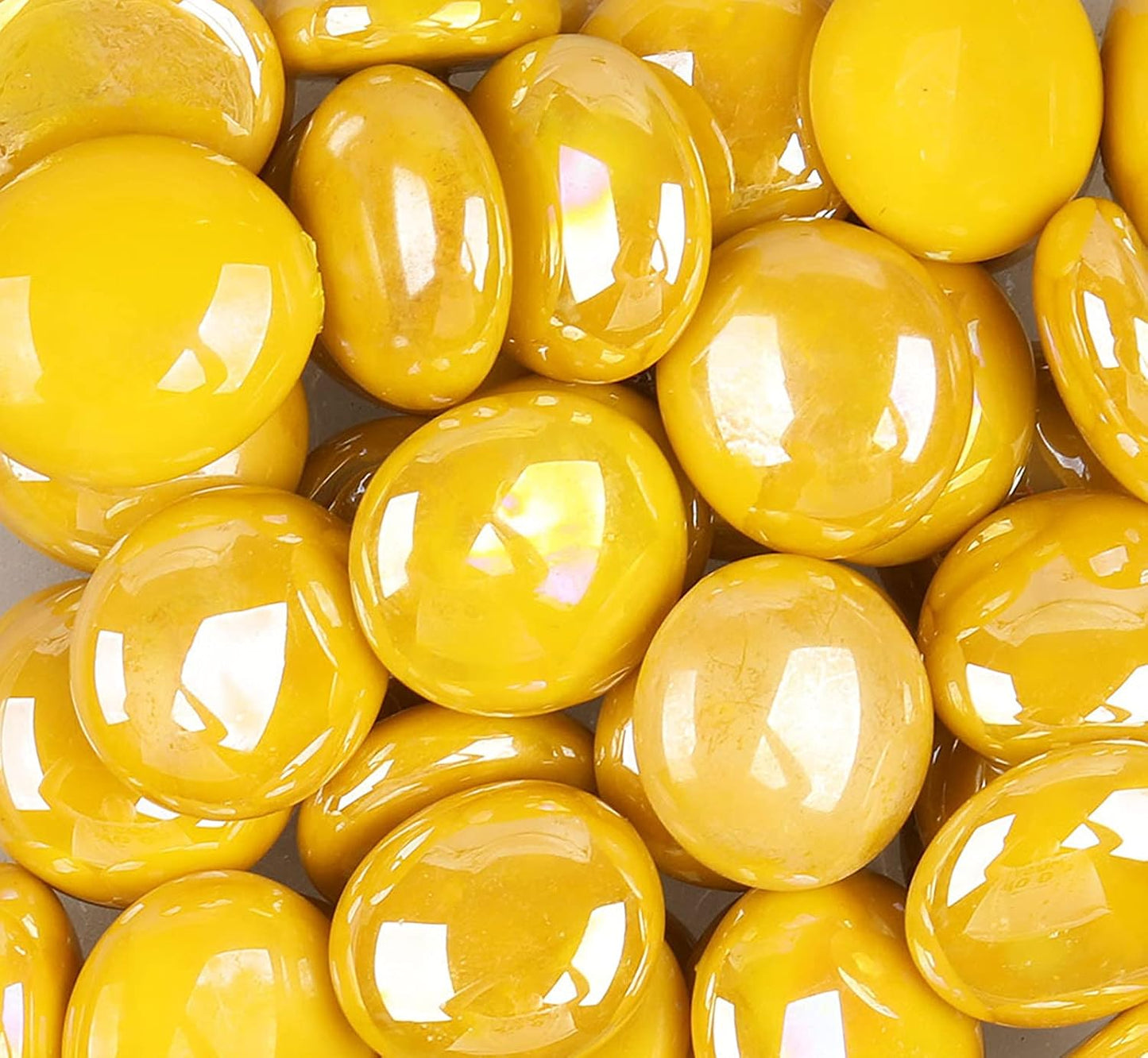 Mosaic Tiles 36 Pieces / 200 g Pack of Glass Flat Bead Mosaic Mosaic Tile Supplies for Home Decoration, DIY Crafts, Plates, Picture Frames, Flowerpots – 1.7～2.2 cm Irregular Tiles (Yellow)
