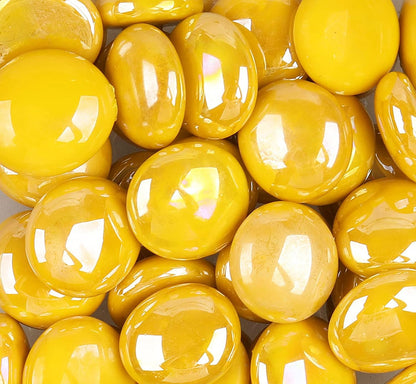 Mosaic Tiles 36 Pieces / 200 g Pack of Glass Flat Bead Mosaic Mosaic Tile Supplies for Home Decoration, DIY Crafts, Plates, Picture Frames, Flowerpots – 1.7～2.2 cm Irregular Tiles (Yellow)