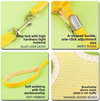 No-Pull Small Dog Harness with Leash Set, Cute Flower Vest, Escape-Proof & Breathable for Puppy Walking,Soft & Lightweight Pet Lead (Yellow, S fits 4-6lb)