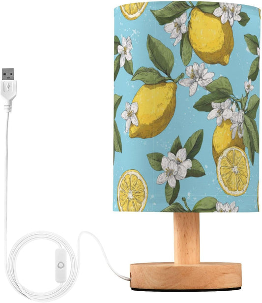 Bedside Table Lamp Lemon Yellow Citrus Fruits (44) Kids Nightstand Lamp Night Light Fabric Shade for Bedroom Living Room Home Office