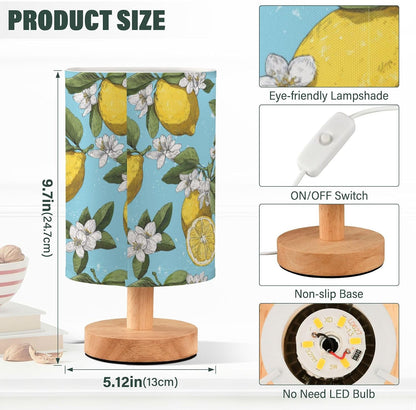 Bedside Table Lamp Lemon Yellow Citrus Fruits (44) Kids Nightstand Lamp Night Light Fabric Shade for Bedroom Living Room Home Office
