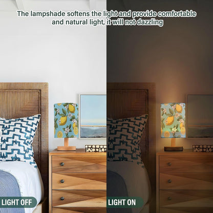 Bedside Table Lamp Lemon Yellow Citrus Fruits (44) Kids Nightstand Lamp Night Light Fabric Shade for Bedroom Living Room Home Office