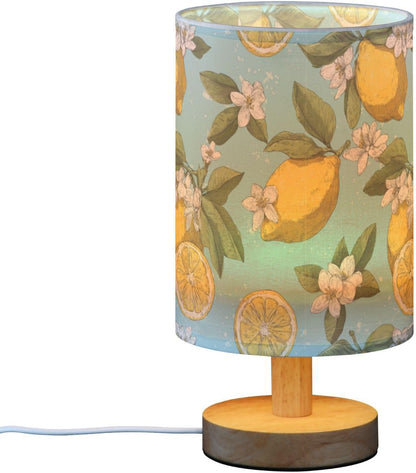 Bedside Table Lamp Lemon Yellow Citrus Fruits (44) Kids Nightstand Lamp Night Light Fabric Shade for Bedroom Living Room Home Office