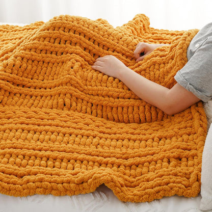 Battilo Chunky Knit Throw Blanket for Couch, Bed, 50"x60"，Mustard Yellow | Hand Knit with Chunky Yarn, Super Soft Chenille Throw Blanket, Fall Decorative BohoThrow Blanket for Living Room