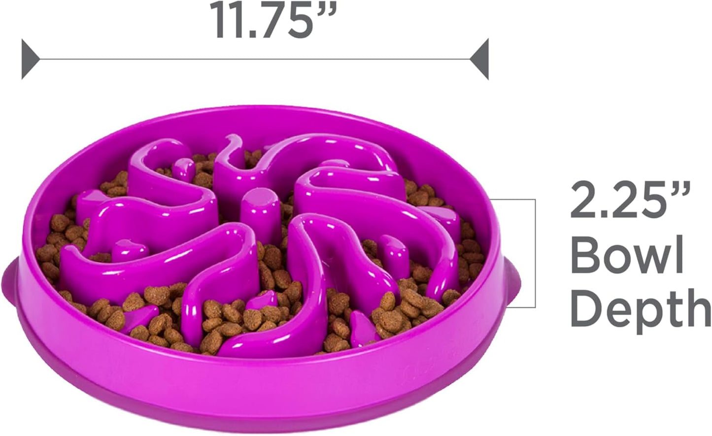 Fun Feeder Slo Bowl – Large 4‑Cup Capacity, Slow Feeding, Medium to Large Dogs, Non‑Slip, Purple, Flower Pattern