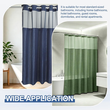 No Hook Shower Curtain, 71Wx78L Polyester Snap-in Removable Liner Set, Waterproof Washable Waffle Weave Textured Shower Curtains for Home Bathroom Hotel, Yellow