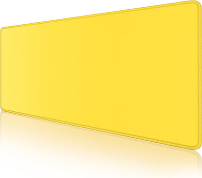 Large Mouse Pad, Extended Gaming Mouse Mat with Stitched Edges, Full Size Desk Mats with Non-Slip Base, Computer Big Desktop Keyboard Pad for Gamer, Laptop, Office, 23.6 x 11.8 in, Yellow