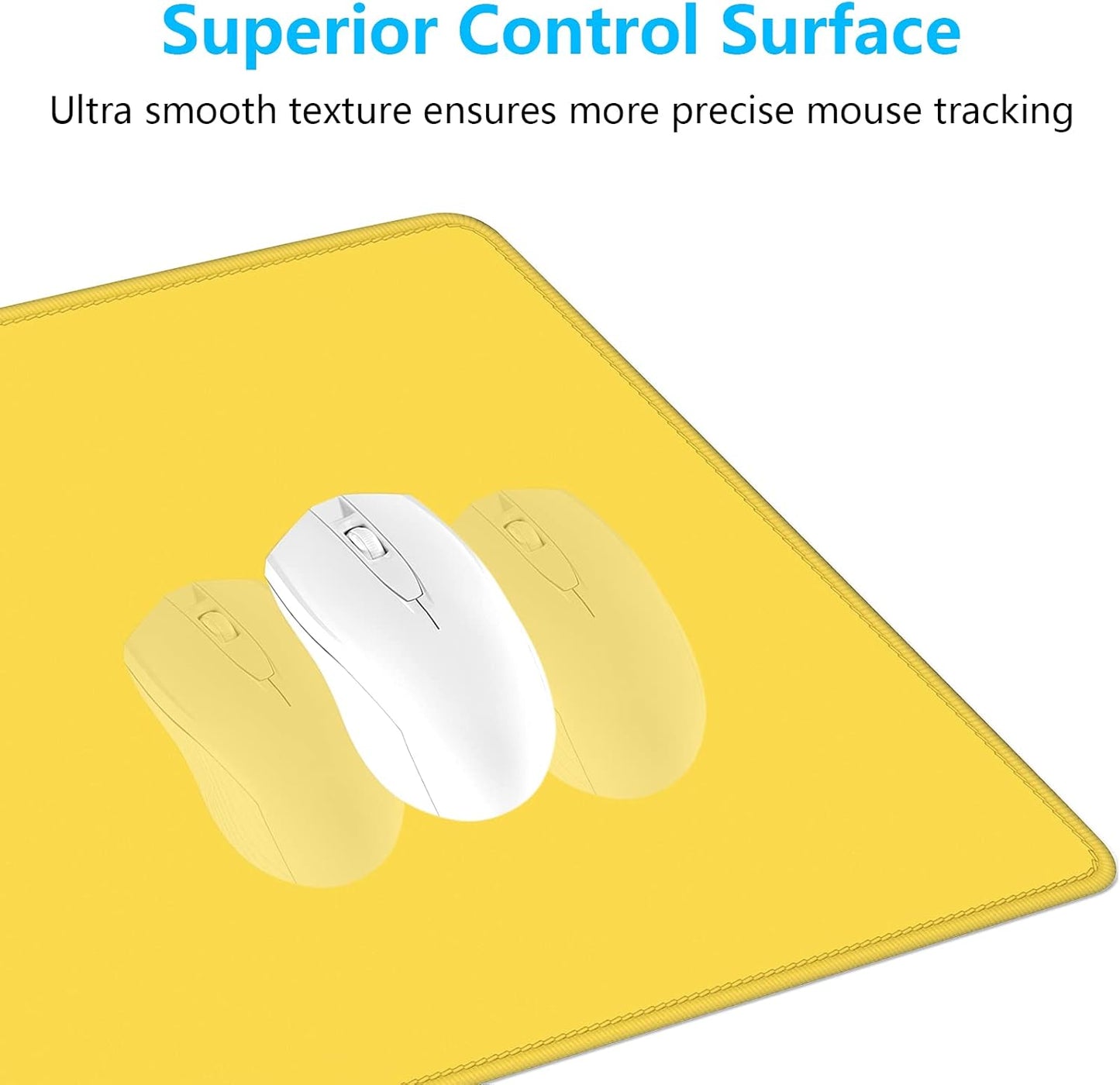 Large Mouse Pad, Extended Gaming Mouse Mat with Stitched Edges, Full Size Desk Mats with Non-Slip Base, Computer Big Desktop Keyboard Pad for Gamer, Laptop, Office, 23.6 x 11.8 in, Yellow