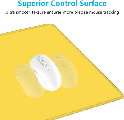 Large Mouse Pad, Extended Gaming Mouse Mat with Stitched Edges, Full Size Desk Mats with Non-Slip Base, Computer Big Desktop Keyboard Pad for Gamer, Laptop, Office, 23.6 x 11.8 in, Yellow