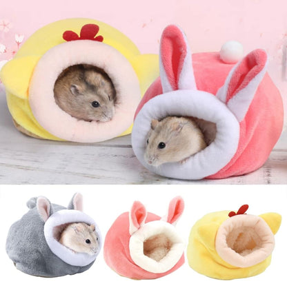 Hamster Hammock Winter Warm Velvet Small Pet Cage Sleep Nest Bed for Guinea Pigs Hedgehog Cage Accessories (Yellow)