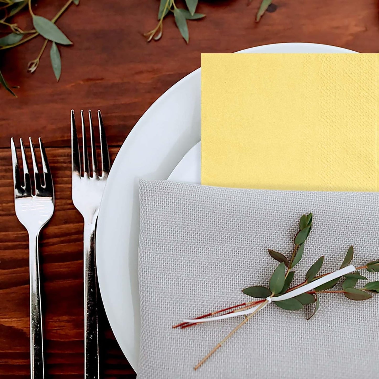 100 Pcs 2-Ply Yellow Napkins Paper Napkins Disposable Guest Hand Towels for Bathroom Dinner Wedding Baby Shower Party Guest Bathroom Napkins