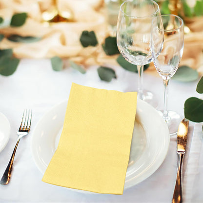100 Pcs 2-Ply Yellow Napkins Paper Napkins Disposable Guest Hand Towels for Bathroom Dinner Wedding Baby Shower Party Guest Bathroom Napkins