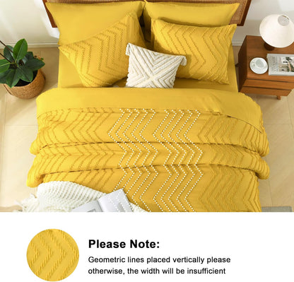 California King Size Comforter Set with Sheets Mustard Yellow - 7 Pieces Bed in a Bag Cal King Chevron Tufted Complete Bedding Sets with Comforter, Sheets, Pillowcases & Shams
