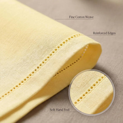 Urban Villa Cloth Napkins Yellow Hemstitch Dinner Napkins Set of 12 (20X20) 100% Cotton Absorbent Washable Durable Reusable Ideal for Hotel Collection Farmhouse Parties Restaurant Lunch Dinner Napkins
