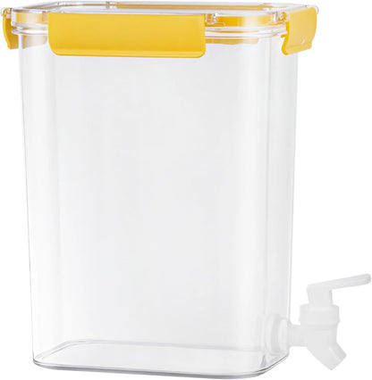 152.2 Fl Oz 4.5 L Pet Water Dispenser Spout, Jar Plastic Transparent Food Safe, Laundry Detergent Fabric Softener Juice, Yellow Handle Sealed Leak-Proof, Stackable Design Storage Simplified