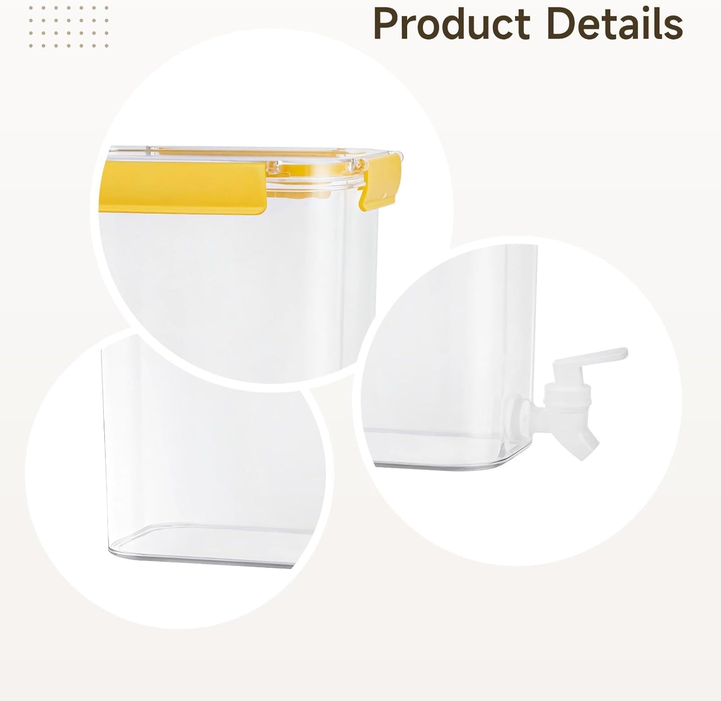 152.2 Fl Oz 4.5 L Pet Water Dispenser Spout, Jar Plastic Transparent Food Safe, Laundry Detergent Fabric Softener Juice, Yellow Handle Sealed Leak-Proof, Stackable Design Storage Simplified