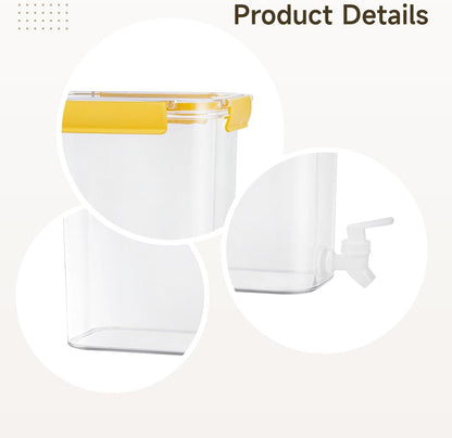 152.2 Fl Oz 4.5 L Pet Water Dispenser Spout, Jar Plastic Transparent Food Safe, Laundry Detergent Fabric Softener Juice, Yellow Handle Sealed Leak-Proof, Stackable Design Storage Simplified