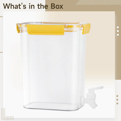 152.2 Fl Oz 4.5 L Pet Water Dispenser Spout, Jar Plastic Transparent Food Safe, Laundry Detergent Fabric Softener Juice, Yellow Handle Sealed Leak-Proof, Stackable Design Storage Simplified