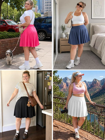 Plus Size Knee Length Golf Skirts for Women 20" High Waisted Athletic Tennis Skorts for Travel Daily