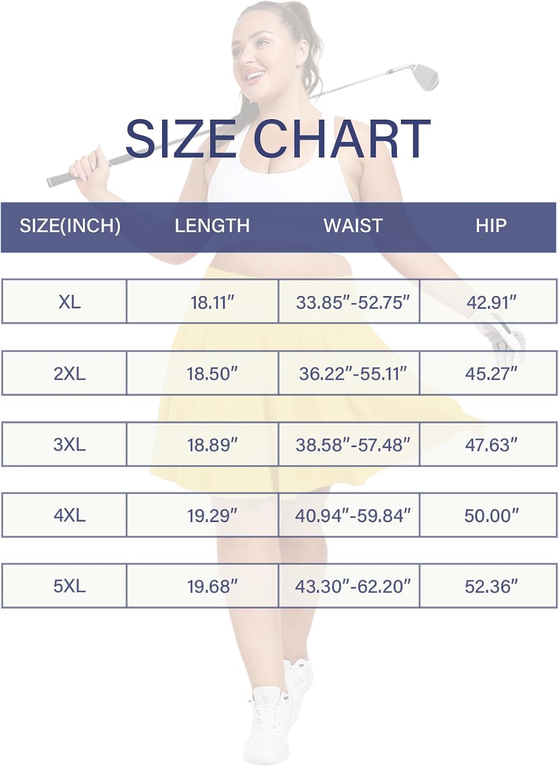 Plus Size Knee Length Golf Skirts for Women 20" High Waisted Athletic Tennis Skorts for Travel Daily