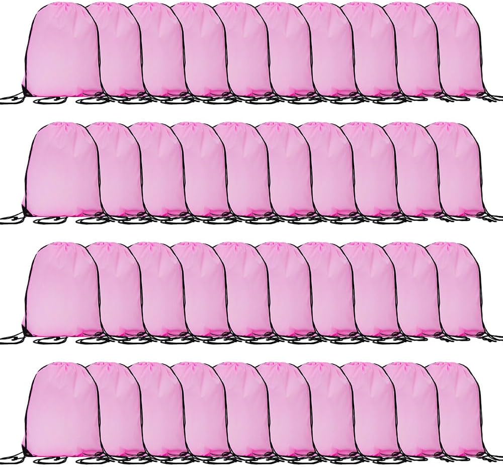 20 Pcs Drawstring Backpack Bulk Draw String Bags Cinch Polyester Bag for Gym Sport, Yellow