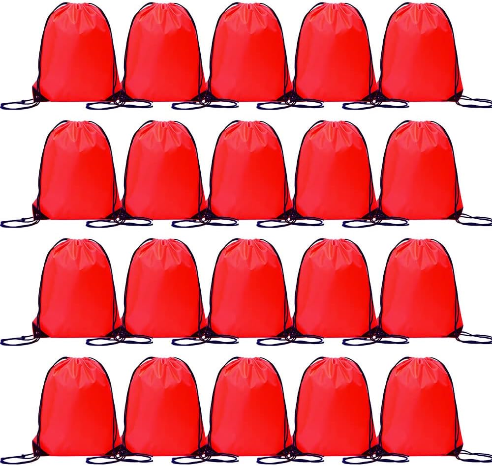 20 Pcs Drawstring Backpack Bulk Draw String Bags Cinch Polyester Bag for Gym Sport, Yellow