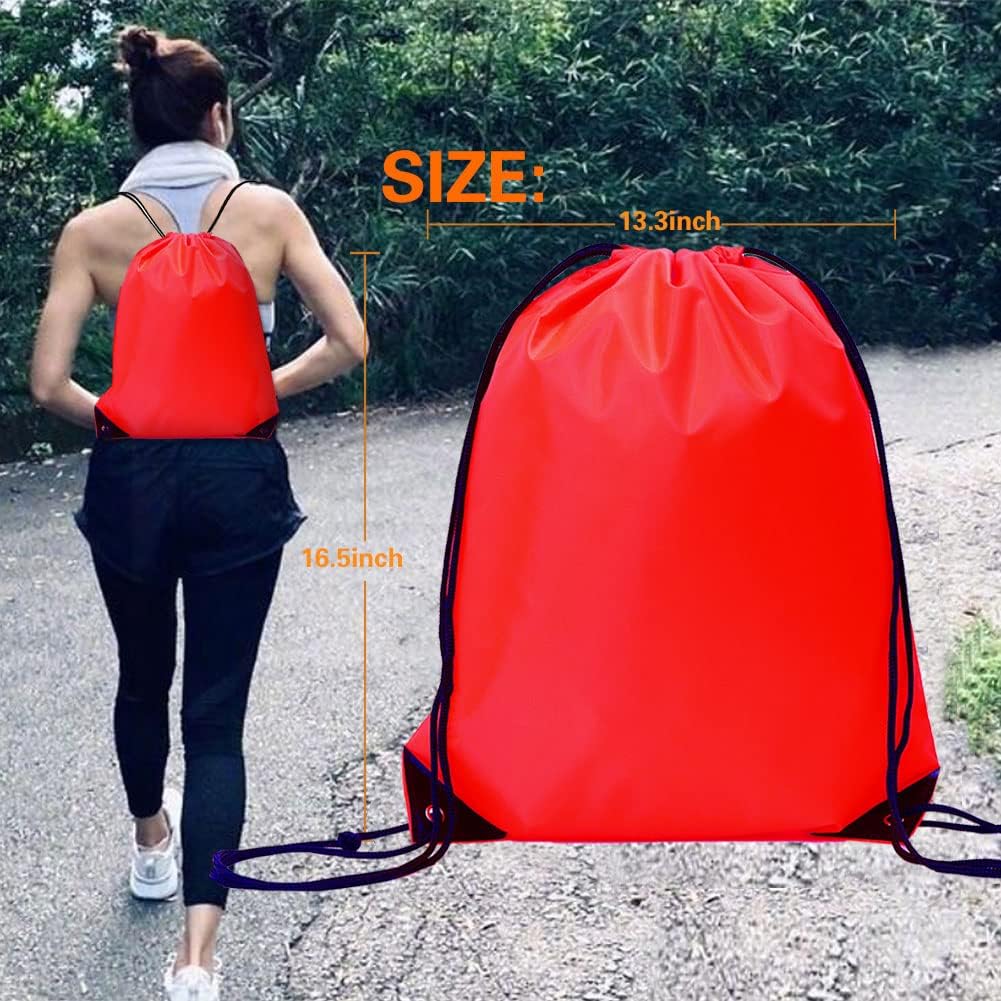 20 Pcs Drawstring Backpack Bulk Draw String Bags Cinch Polyester Bag for Gym Sport, Yellow