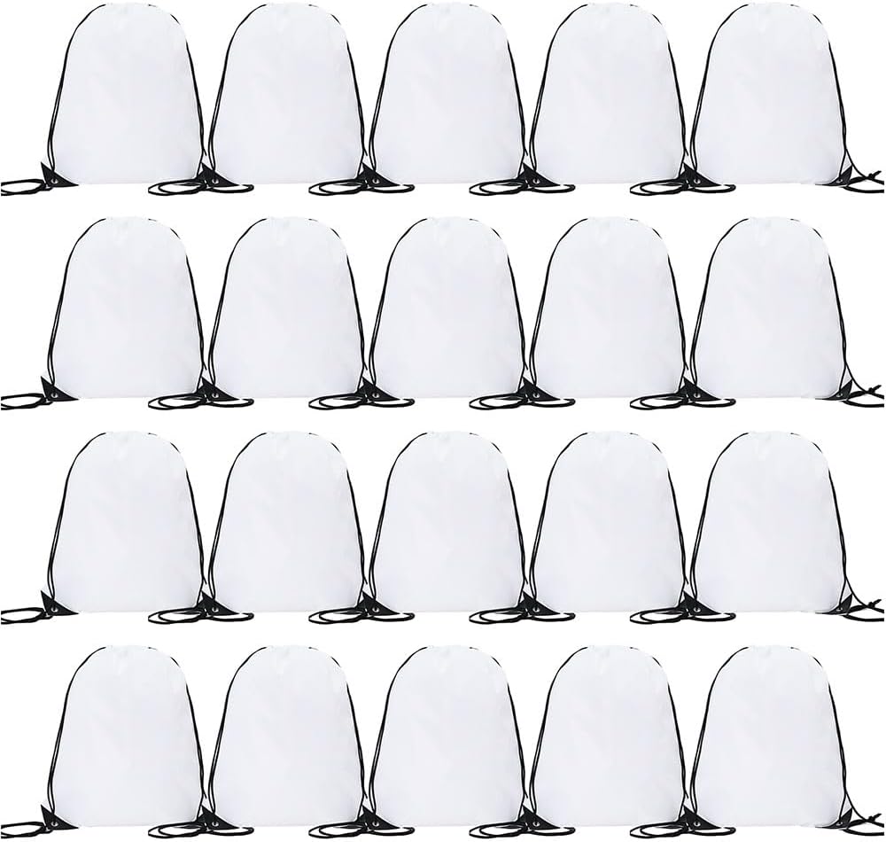 20 Pcs Drawstring Backpack Bulk Draw String Bags Cinch Polyester Bag for Gym Sport, Yellow