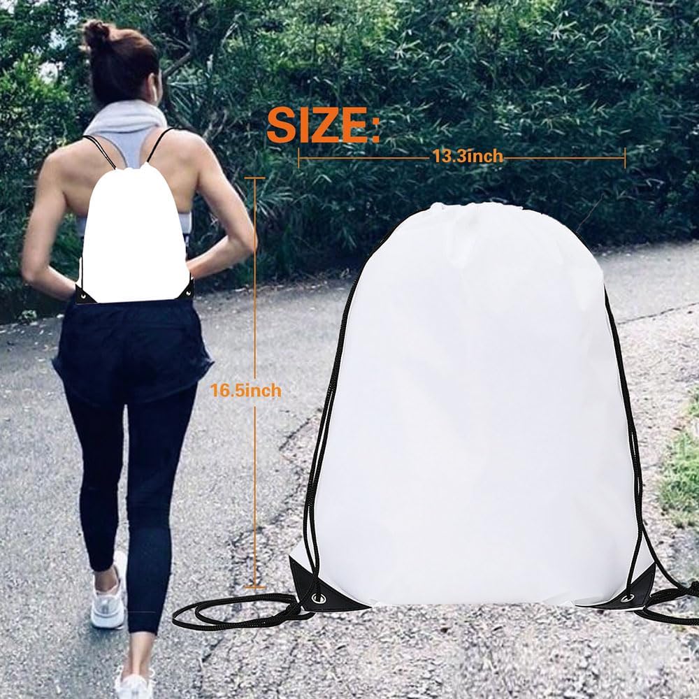 20 Pcs Drawstring Backpack Bulk Draw String Bags Cinch Polyester Bag for Gym Sport, Yellow