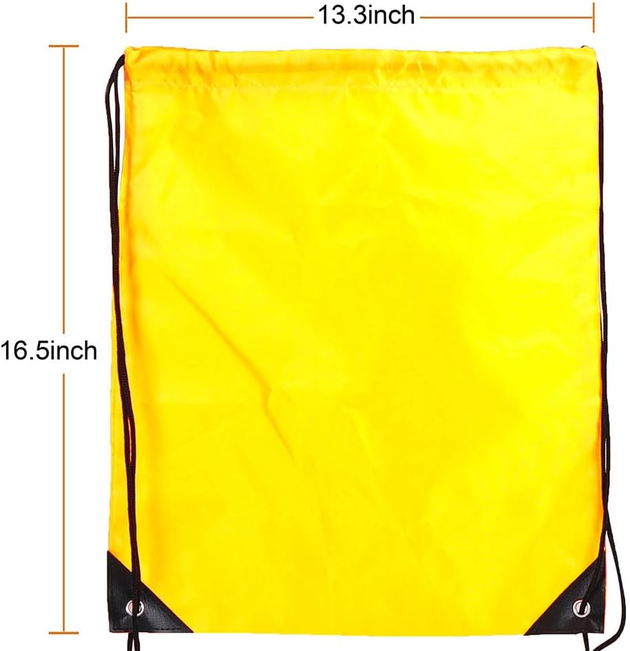 20 Pcs Drawstring Backpack Bulk Draw String Bags Cinch Polyester Bag for Gym Sport, Yellow
