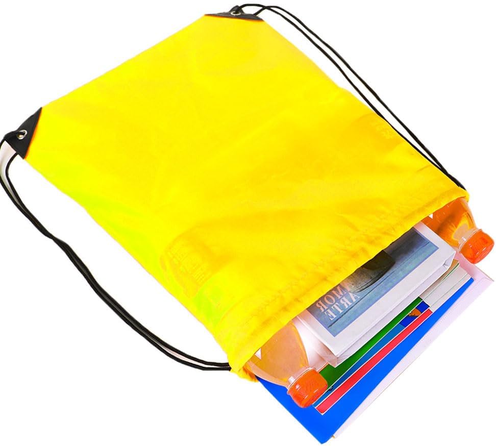 20 Pcs Drawstring Backpack Bulk Draw String Bags Cinch Polyester Bag for Gym Sport, Yellow