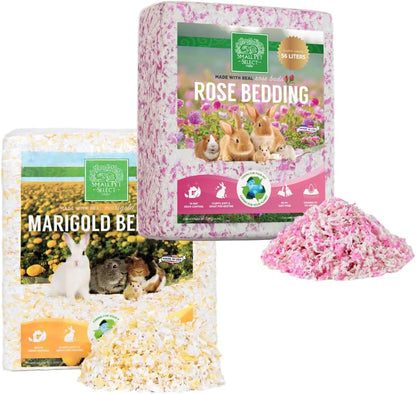 Floral Paper Bedding Bundle, Rose & Marigold | Scented Odor Control, Soft Absorbent Bedding, Made in USA, For Guinea Pigs, Rabbits, Hamsters & Small Pets