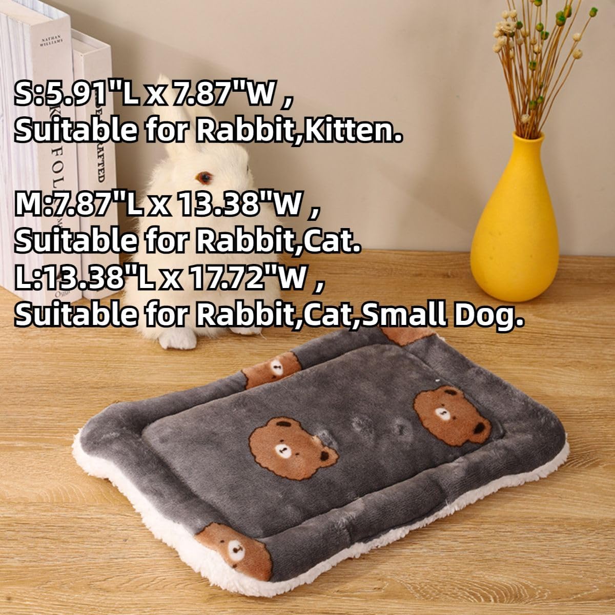 Bunny Guinea Pig Beds Soft Bunny Mats Warm Rabbit Mat Small Animal Winter Bed Pads Fleece Sleeping Pads for Indoor Rabbit Hamster Squirrel Hedgehog Chinchilla Ferret Kitten Puppy (Yellow,Small)