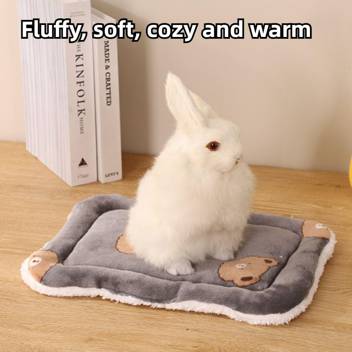Bunny Guinea Pig Beds Soft Bunny Mats Warm Rabbit Mat Small Animal Winter Bed Pads Fleece Sleeping Pads for Indoor Rabbit Hamster Squirrel Hedgehog Chinchilla Ferret Kitten Puppy (Yellow,Small)