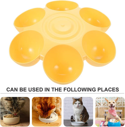Flowers Pet Feeding Bowl 14.17 Inch Multi-Compartment Plastic Dish for Multiple Cats and Dogs Feeding and Drinking Bowls Ideal for Home and Outdoor Use