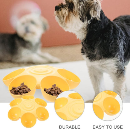 Flowers Pet Feeding Bowl 14.17 Inch Multi-Compartment Plastic Dish for Multiple Cats and Dogs Feeding and Drinking Bowls Ideal for Home and Outdoor Use