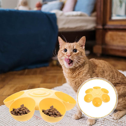 Flowers Pet Feeding Bowl 14.17 Inch Multi-Compartment Plastic Dish for Multiple Cats and Dogs Feeding and Drinking Bowls Ideal for Home and Outdoor Use