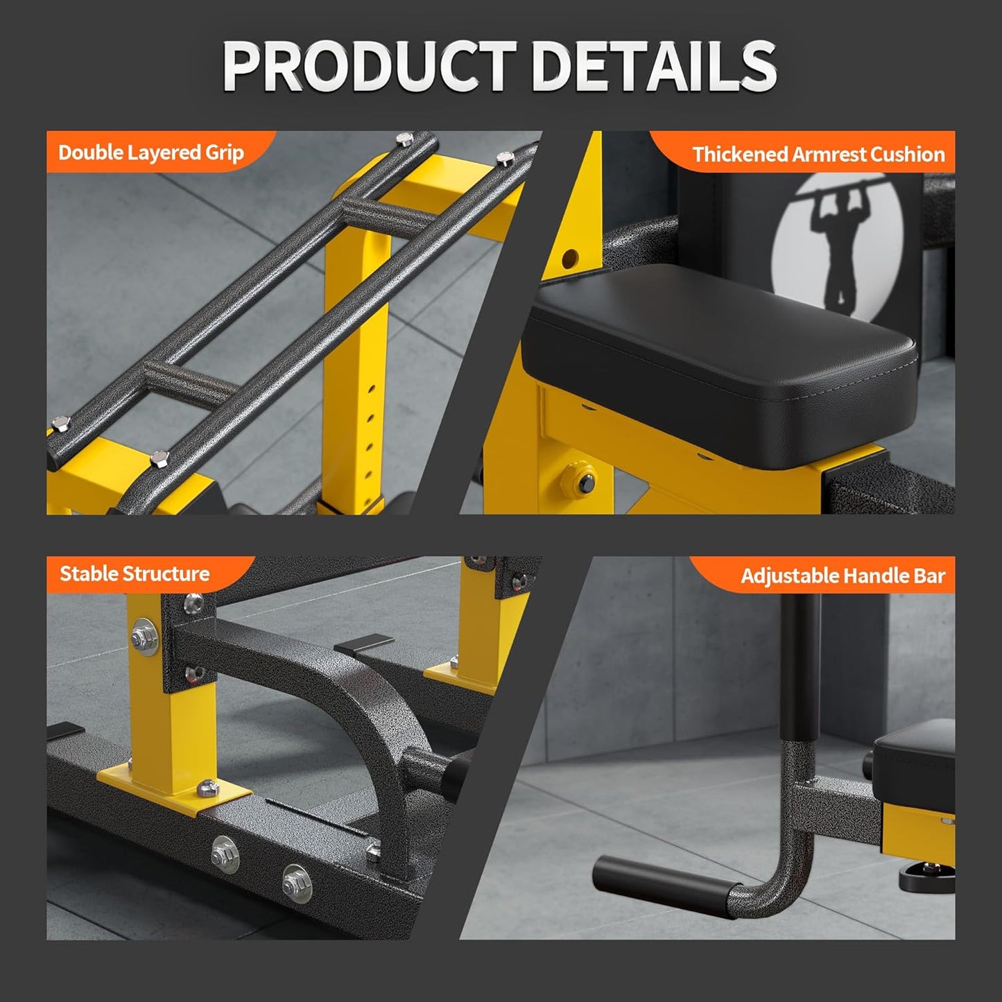 Multi-Function Power Tower Pull Up Bar Station Pull Up Dip Station for Home Gym, 10-Level Adjustable Height Pull Up Bar Stand Dip Bar Strength Training Workout Equipment
