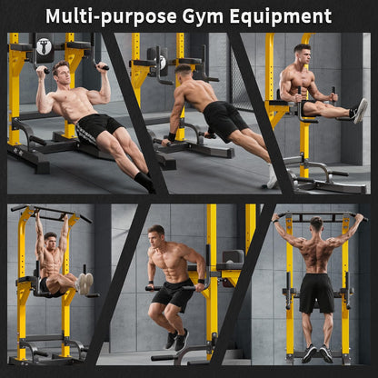 Multi-Function Power Tower Pull Up Bar Station Pull Up Dip Station for Home Gym, 10-Level Adjustable Height Pull Up Bar Stand Dip Bar Strength Training Workout Equipment