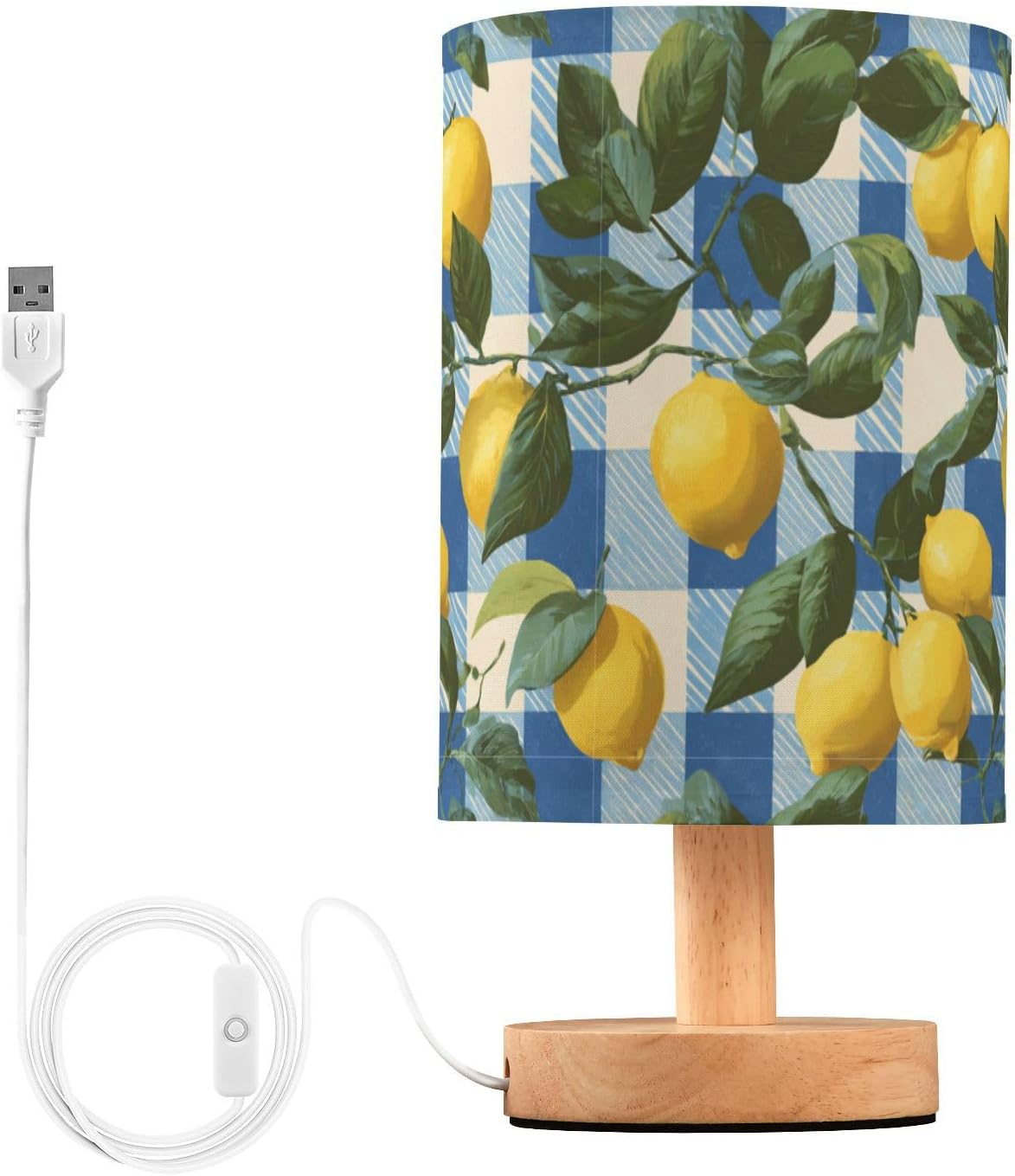Bedside Table Lamp Lemon Yellow Citrus Fruits (33) Kids Nightstand Lamp Night Light Fabric Shade for Bedroom Living Room Home Office