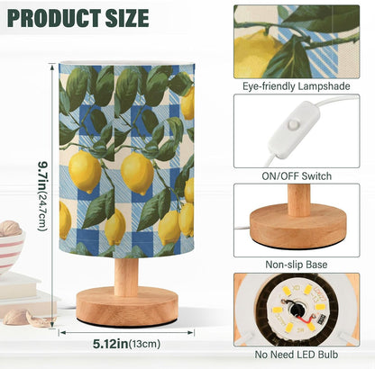 Bedside Table Lamp Lemon Yellow Citrus Fruits (33) Kids Nightstand Lamp Night Light Fabric Shade for Bedroom Living Room Home Office