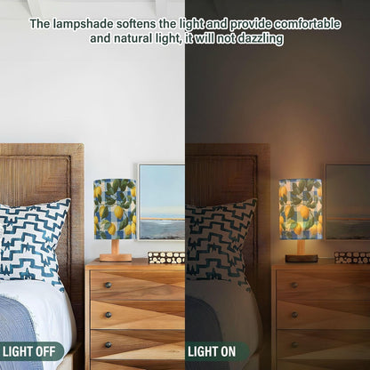 Bedside Table Lamp Lemon Yellow Citrus Fruits (33) Kids Nightstand Lamp Night Light Fabric Shade for Bedroom Living Room Home Office