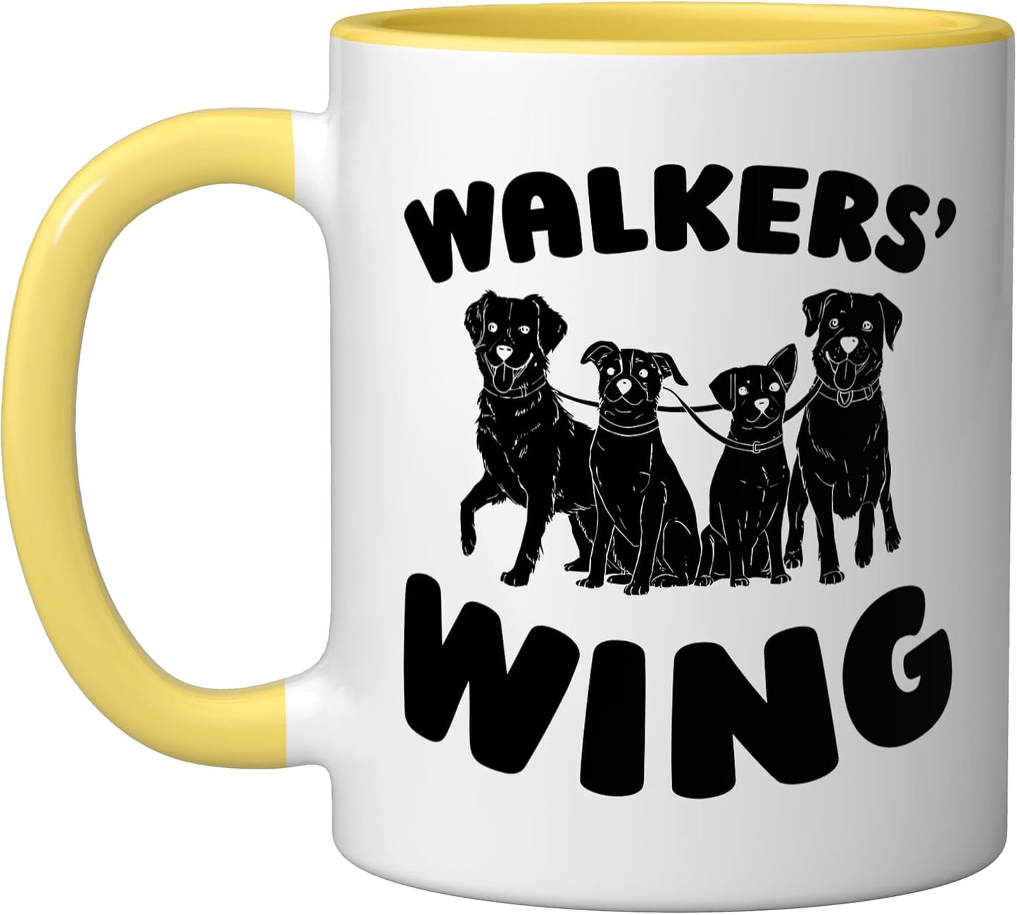 Walking Team Pet Care - Exercise Dog Walker Ceramic Mug, Yellow/White