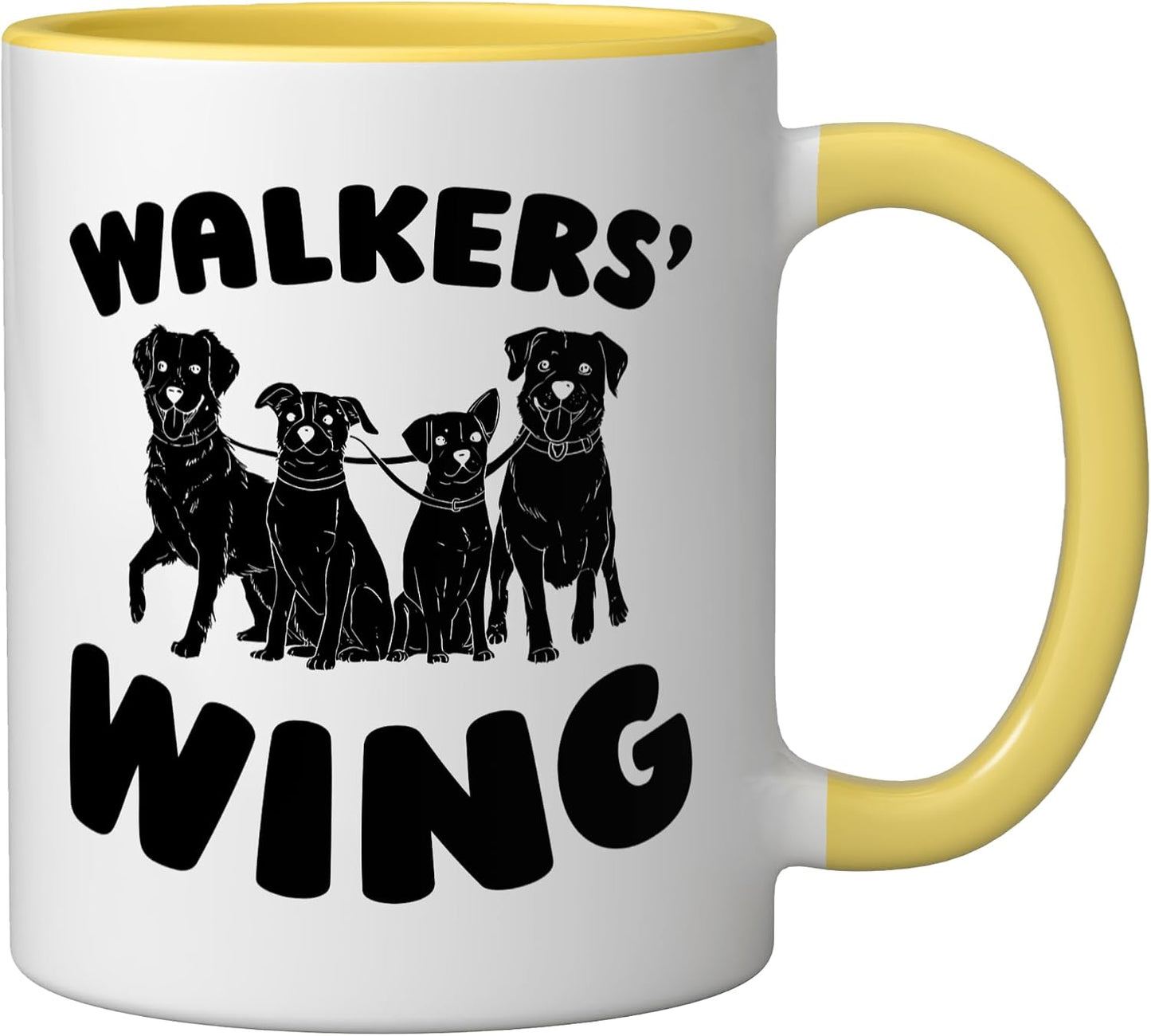Walking Team Pet Care - Exercise Dog Walker Ceramic Mug, Yellow/White