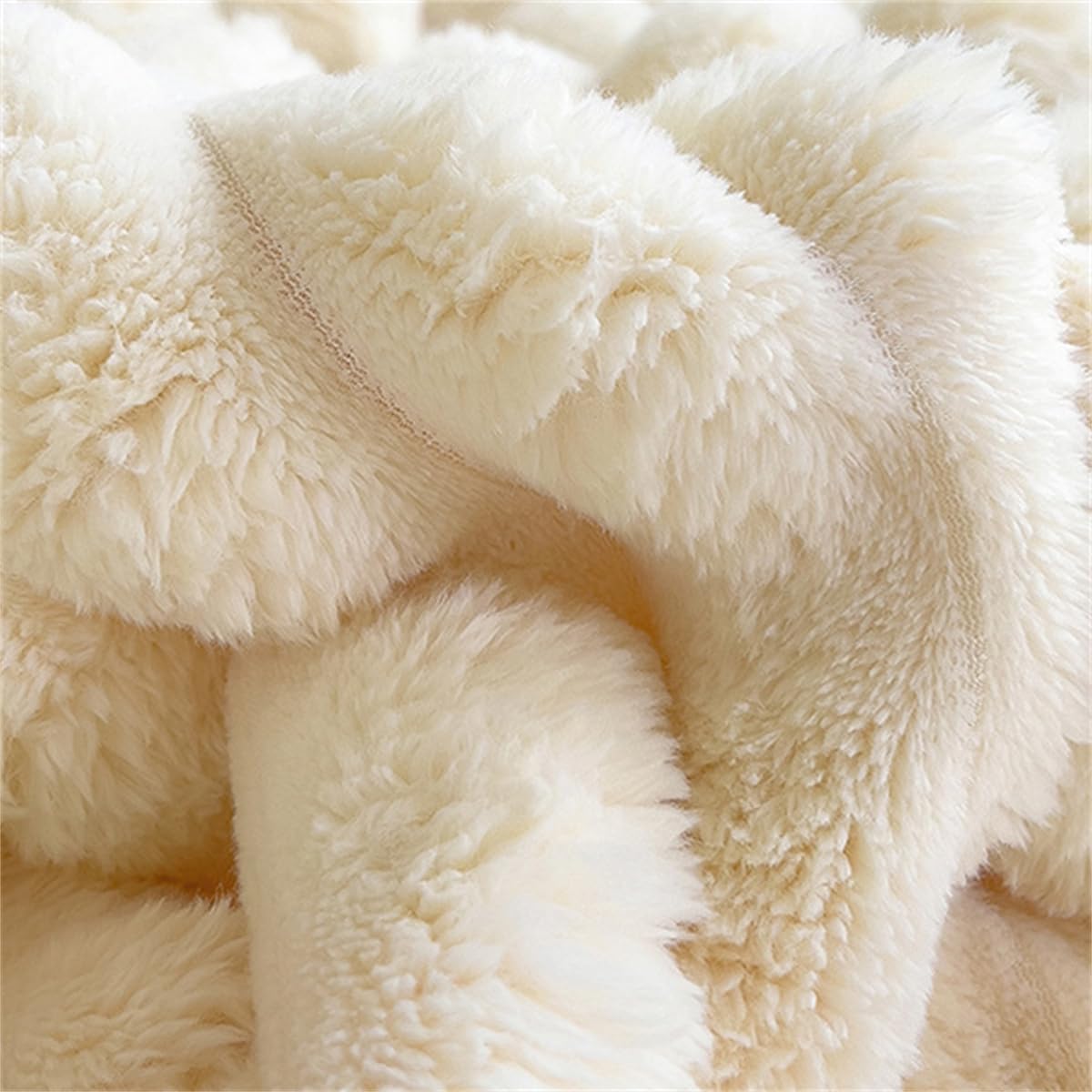 Faux Rabbit Fur Striped Blanket, Plush Soft Fluffy Cozy Lightweight Fleece Throw Blanket for Couch Bed Decorative (28x39in/70x100cm,Yellow)
