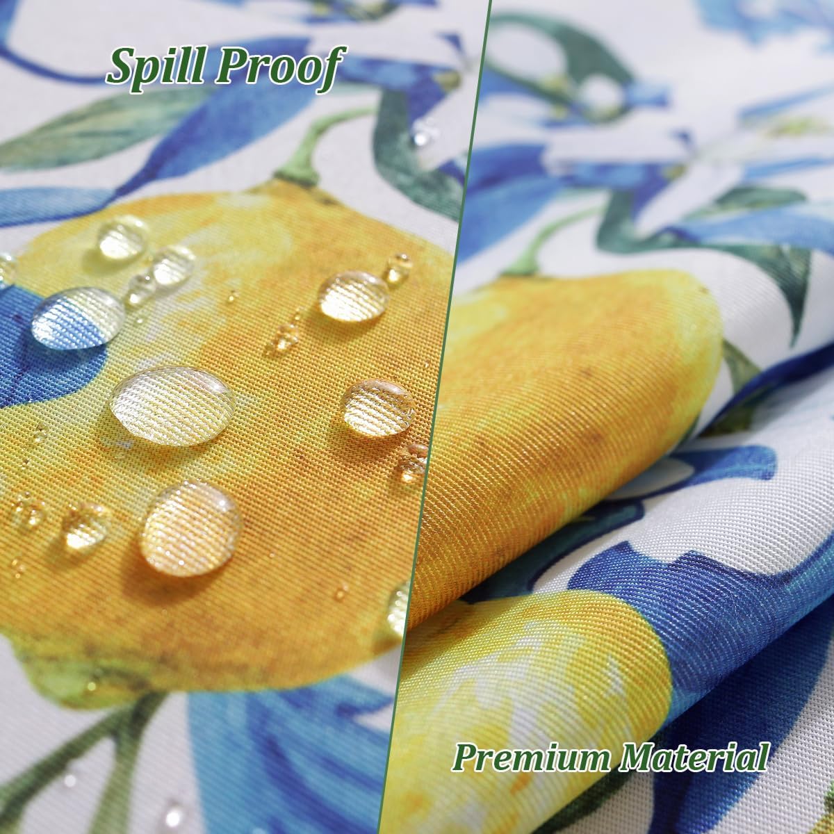 Lemon Outdoor Tablecloth with Umbrella Hole and Zipper Rectangle 52x70 Inch Waterproof Italian Lemons Flower Zippered Table Cloth, Washable Table Cover for Summer/Patio/Picnic/Camping, Blue